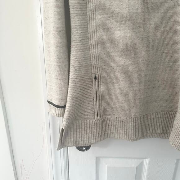 Title Nine Beige Wool Blend Contrast Trim Long Tunic Sweater Dress Medium - Picture 4 of 11